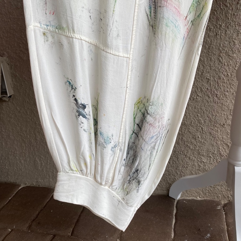 Sarah Santos Cream Wide Leg with Cuffs Pants Sz S - Picture 6 of 9